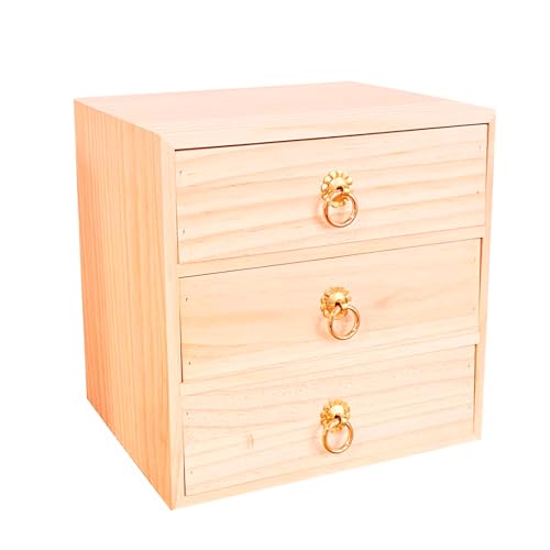 2 Layer Desk Organizer Natural Wooden Storage Box Counter Drawer - 3 Layer
