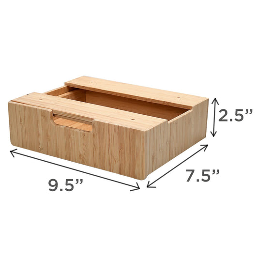 MobileVision Bamboo Mountable Drawer for Under Desk, Office Supply Storage for Pens Pencils Paper & More 9.5 x 7.5 x 2.5 INCHES (Inner Drawer Height: 1.25 IN)