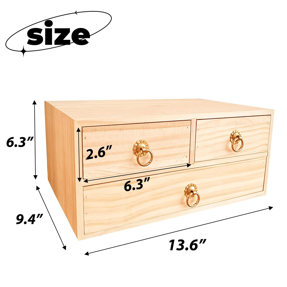 2 Layer Desk Organizer Natural Wooden Storage Box Counter Drawer