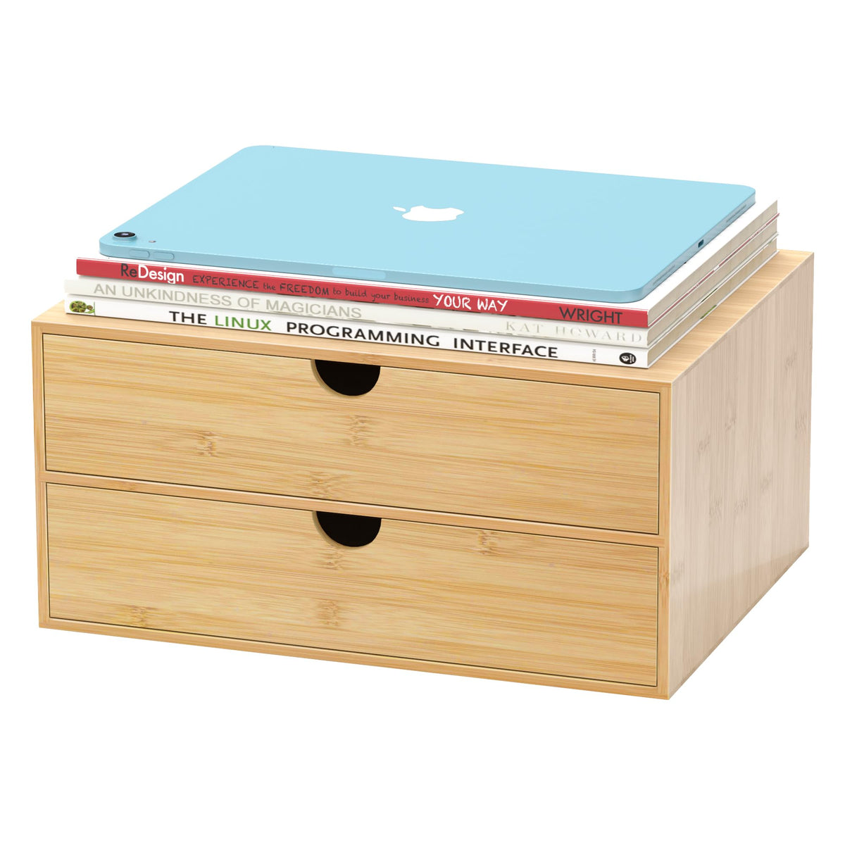 Bamboo Desk Drawer Organizer, Desktop Organizer with Drawers(2 Drawers)
