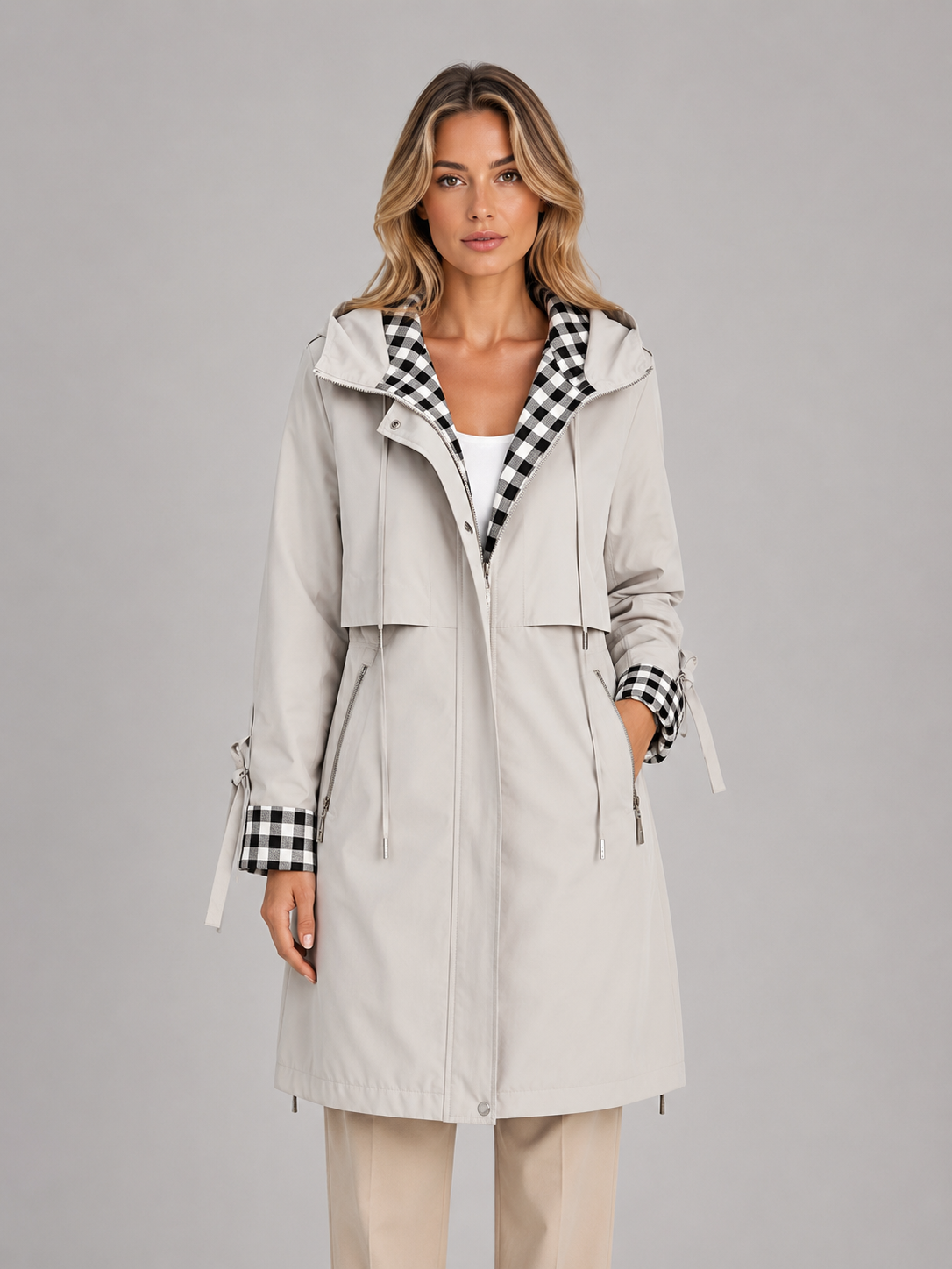 Women's Hooded Longline Parka Coat – Zip Up Lightweight Jacket