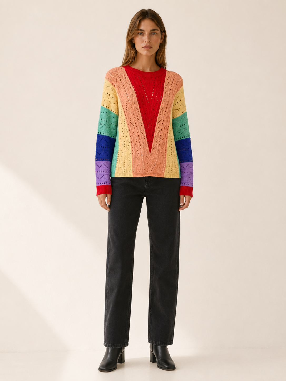 Alouette | Openwork Jumper with Colour-Block Design