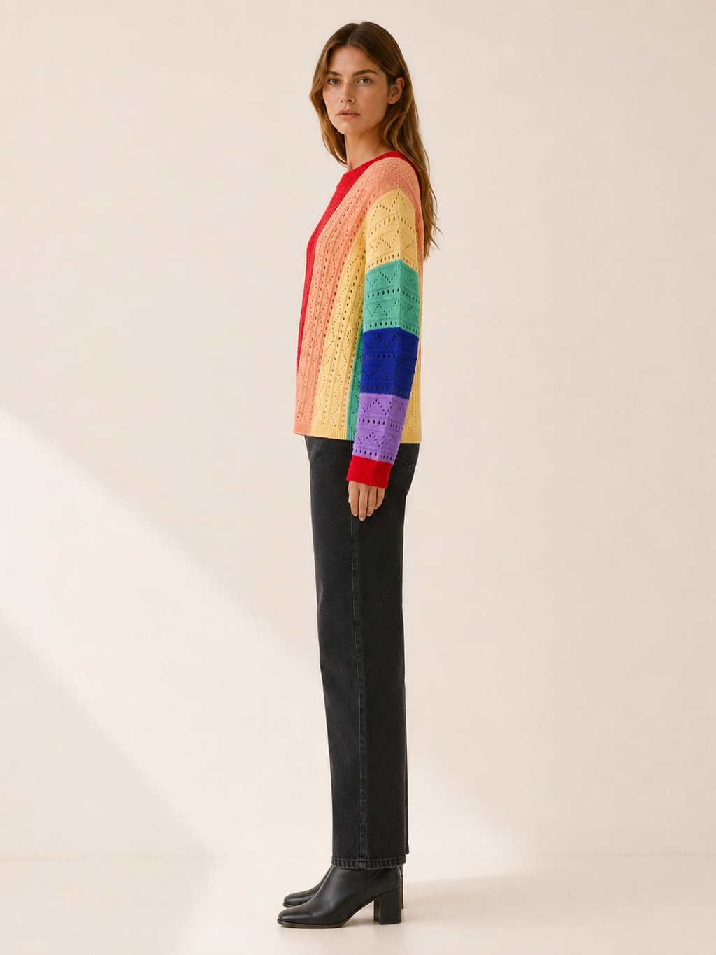 Alouette | Openwork Jumper with Colour-Block Design