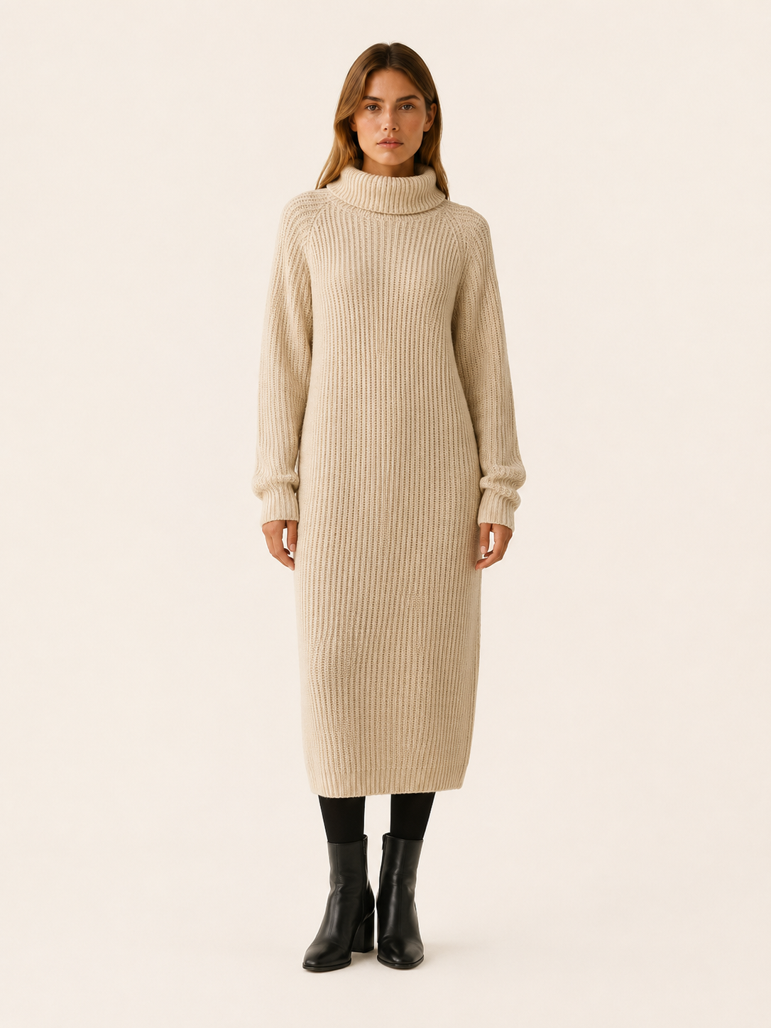 Amabel | Jumper Dress with Roll Neck and Relaxed Midi Fit