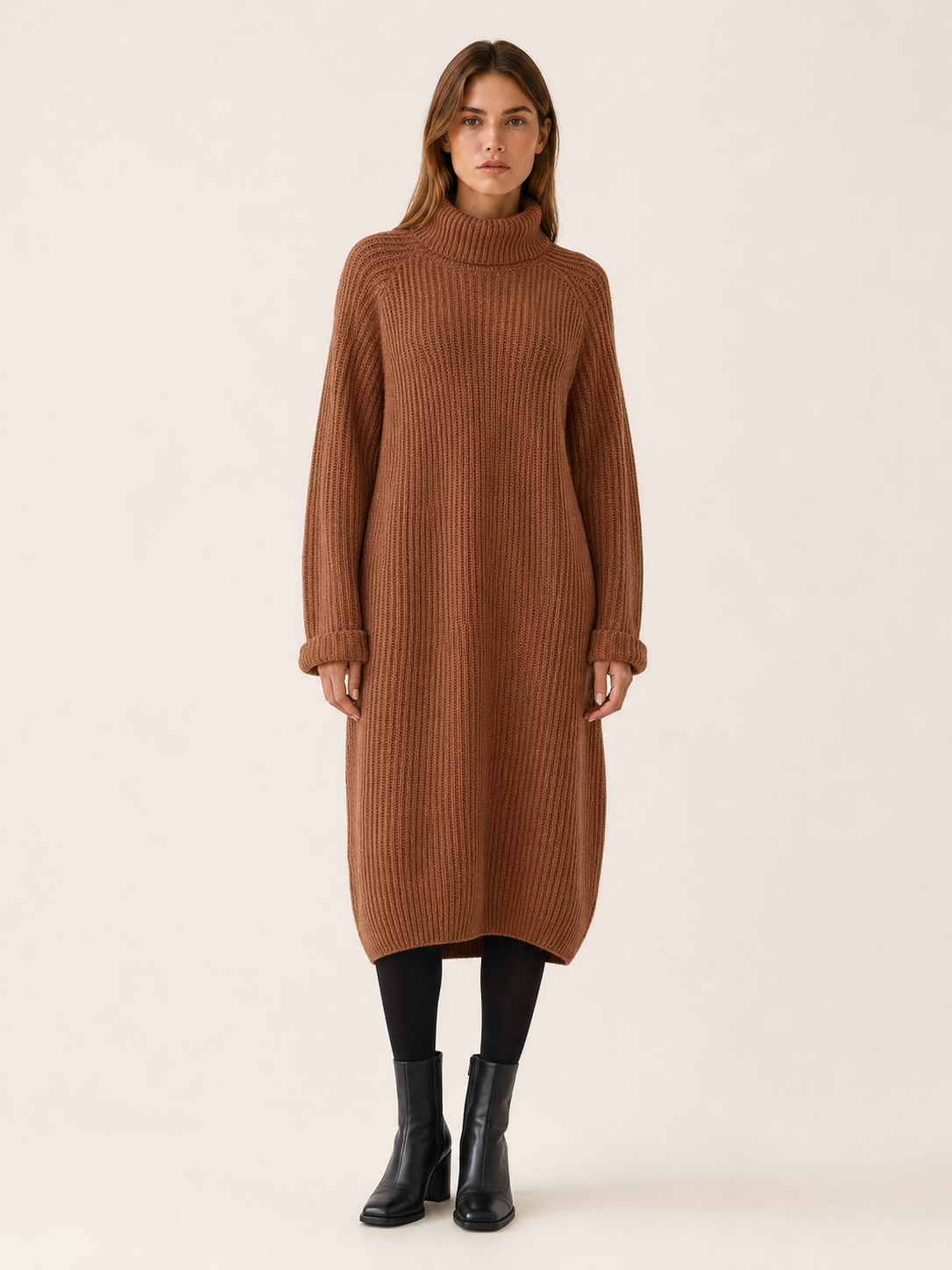 Amabel | Jumper Dress with Roll Neck and Relaxed Midi Fit