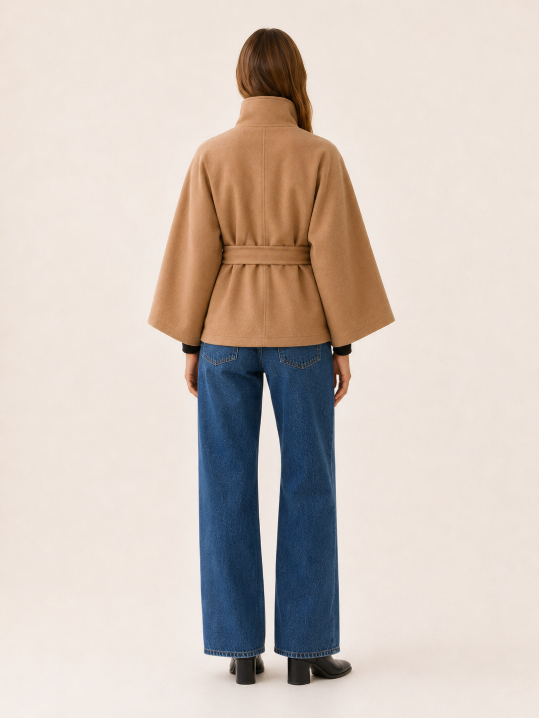 Ariadelle | Short Coat with High Collar and Tie Belt
