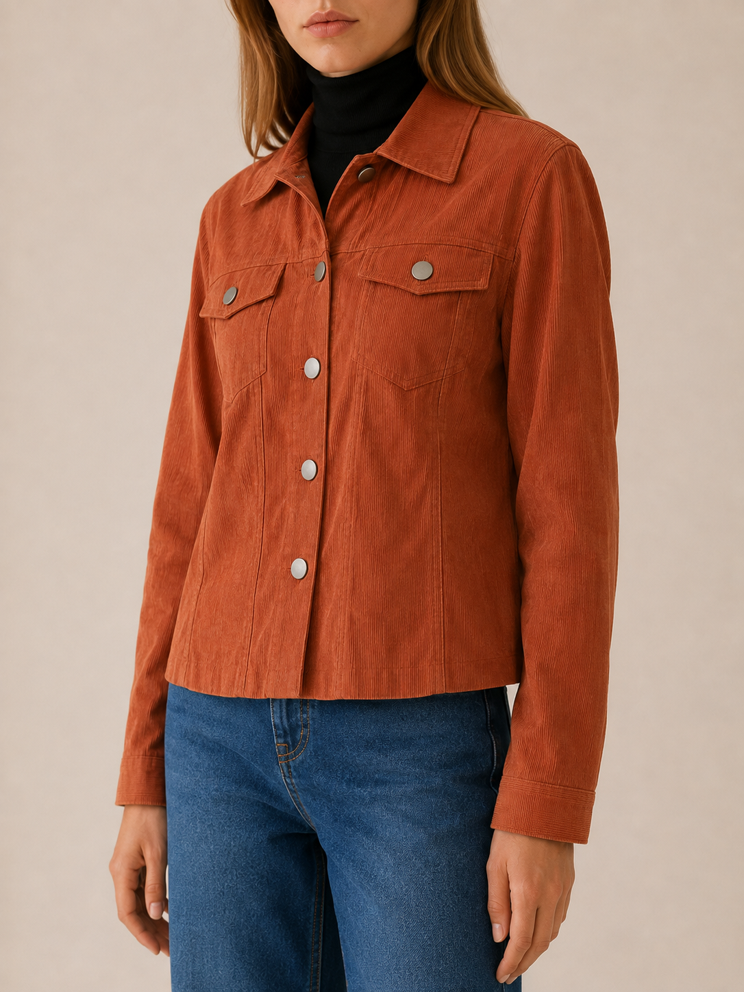 Arianwen | Women’s Short Jacket with Button Front and Flap Pockets