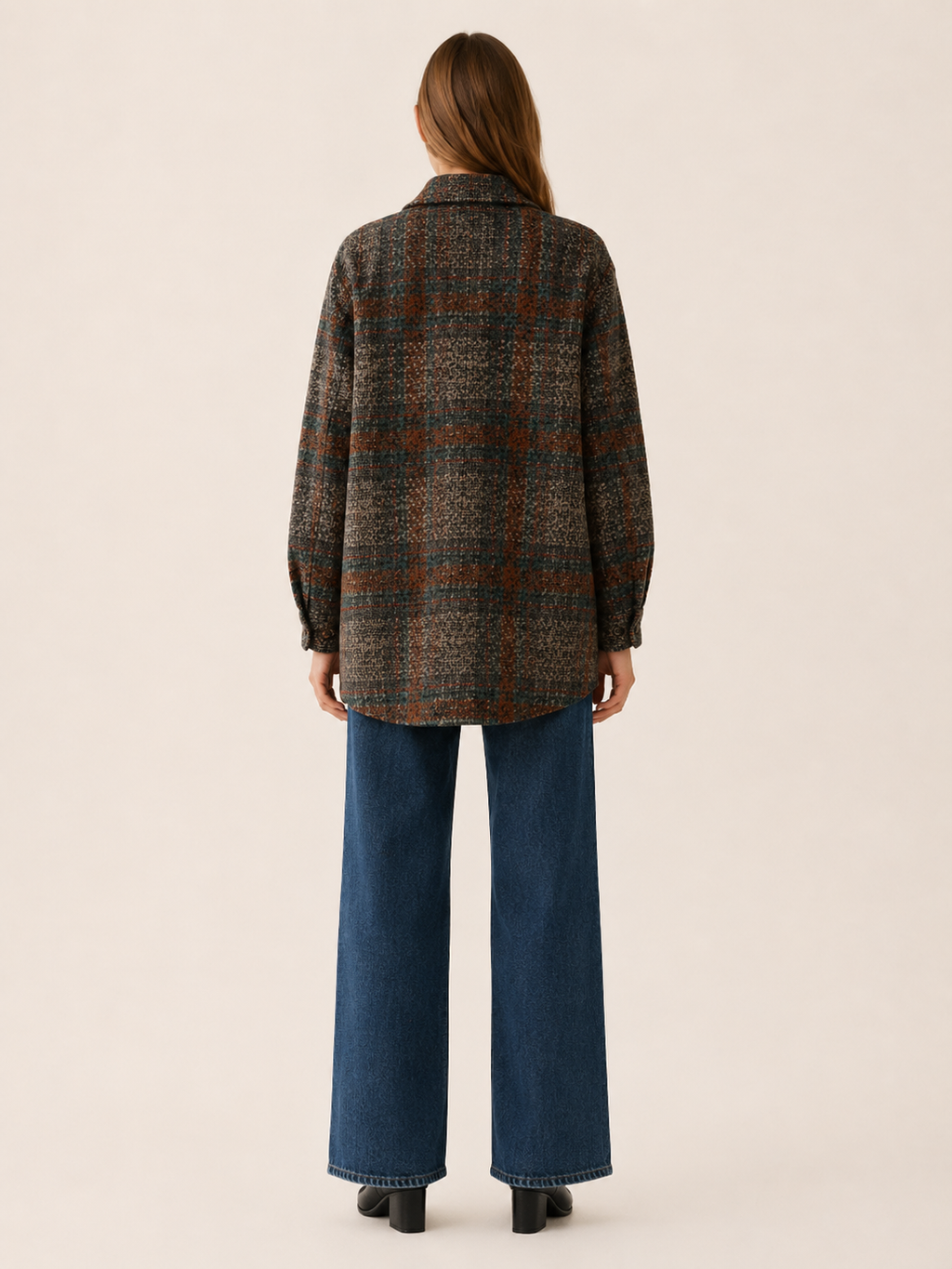Aurestine | Women’s Jacket with Check Pattern and Patch Pockets