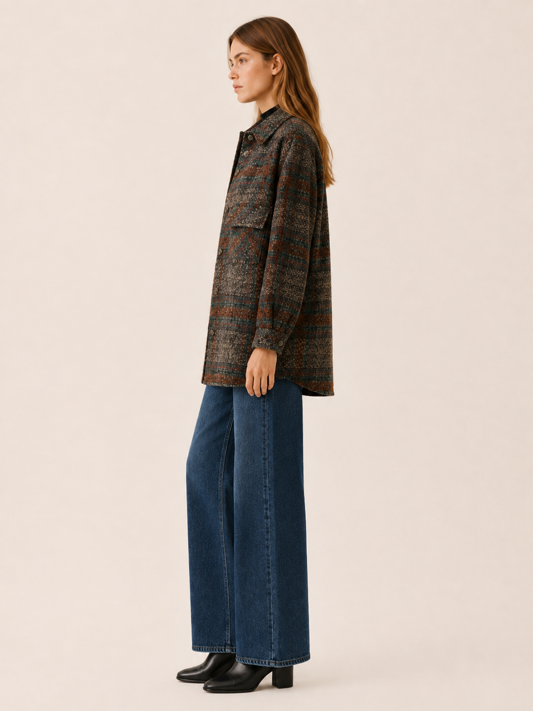 Aurestine | Women’s Jacket with Check Pattern and Patch Pockets