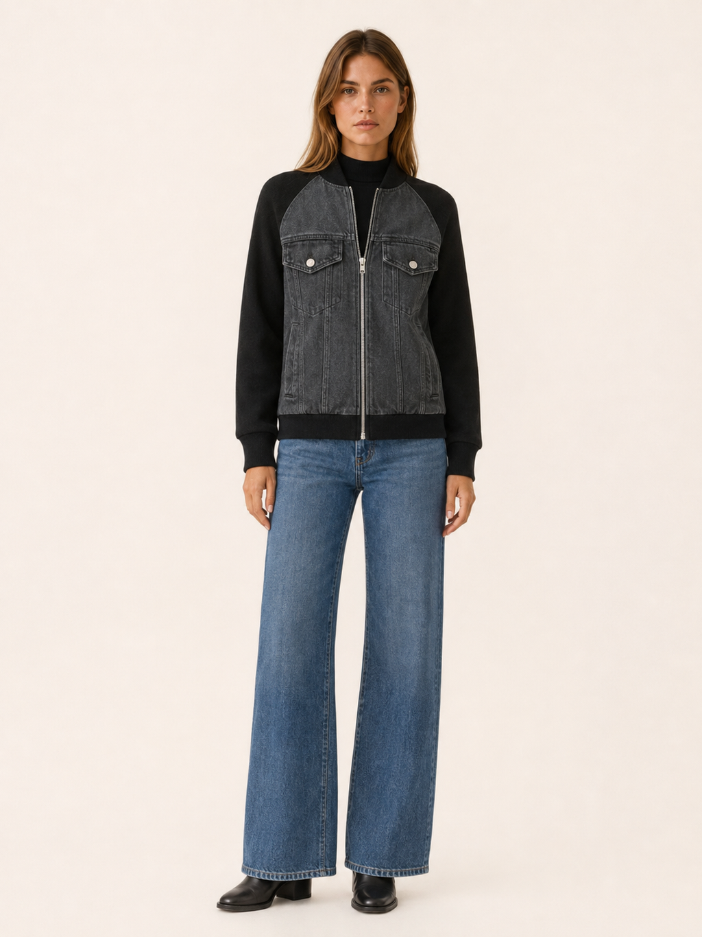 Aurevyn | Women's Contrast Sleeve Bomber Jacket