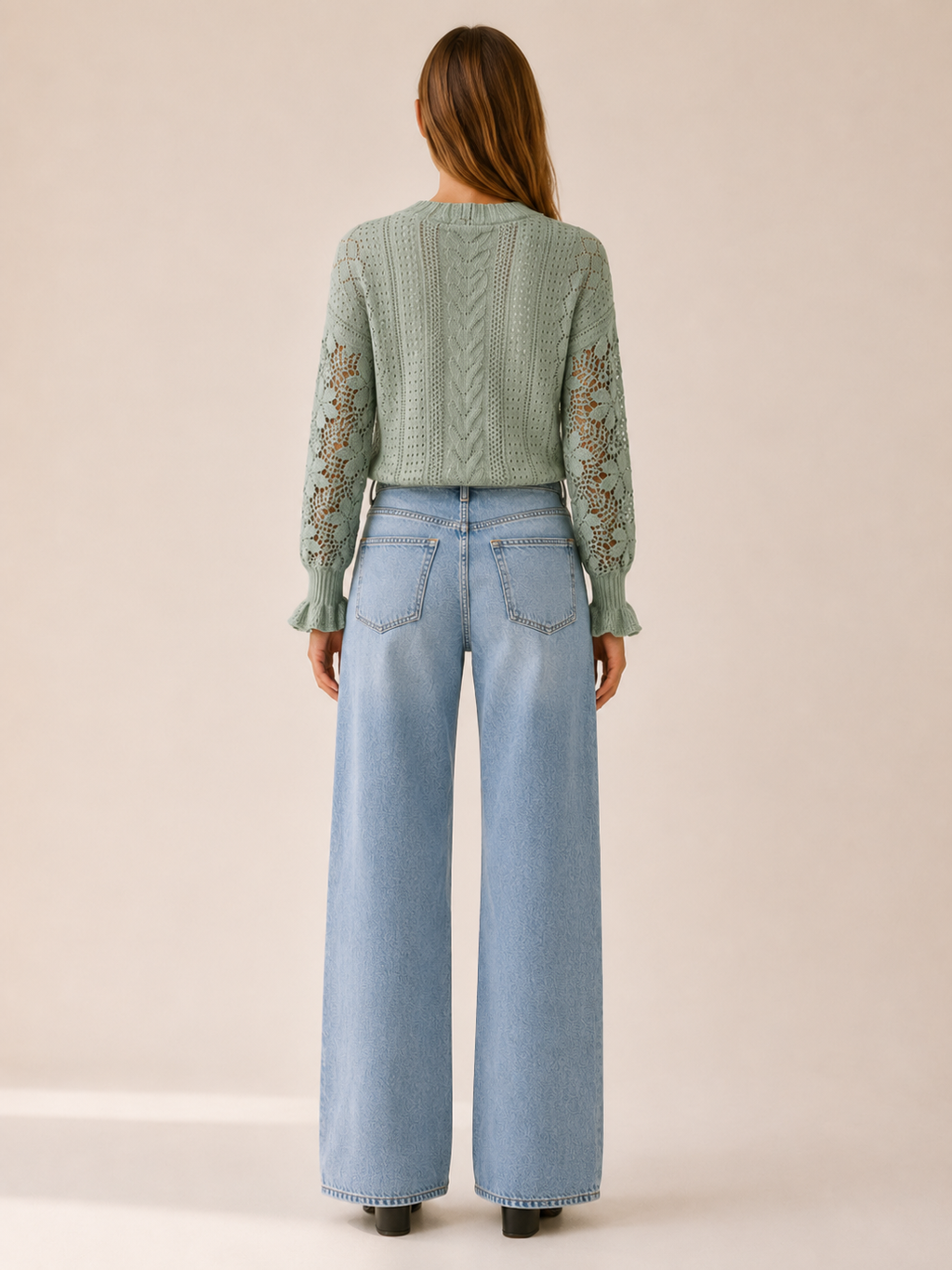 Avenell | Openwork Jumper with Lantern Sleeves