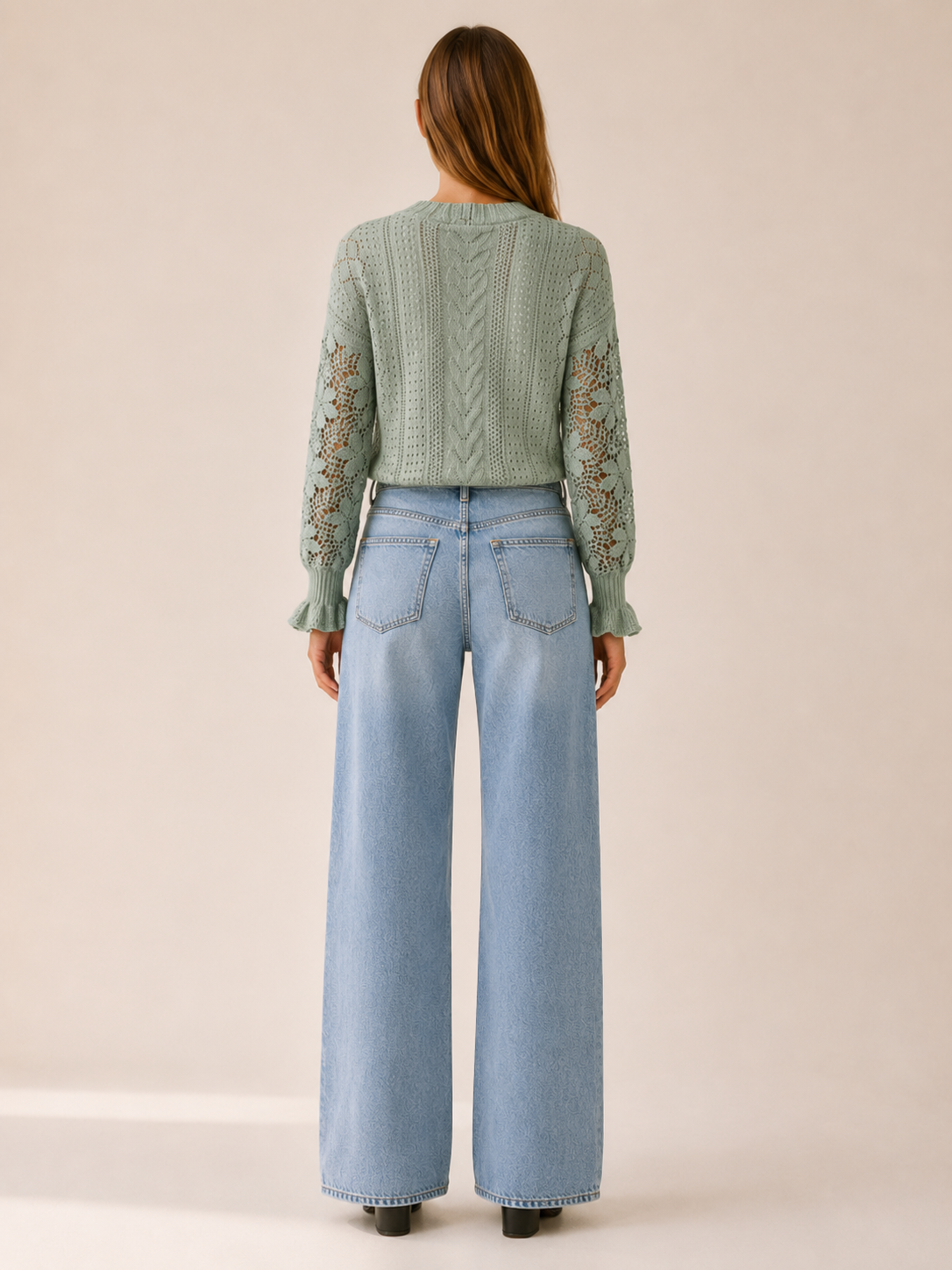 Avenell | Openwork Jumper with Lantern Sleeves