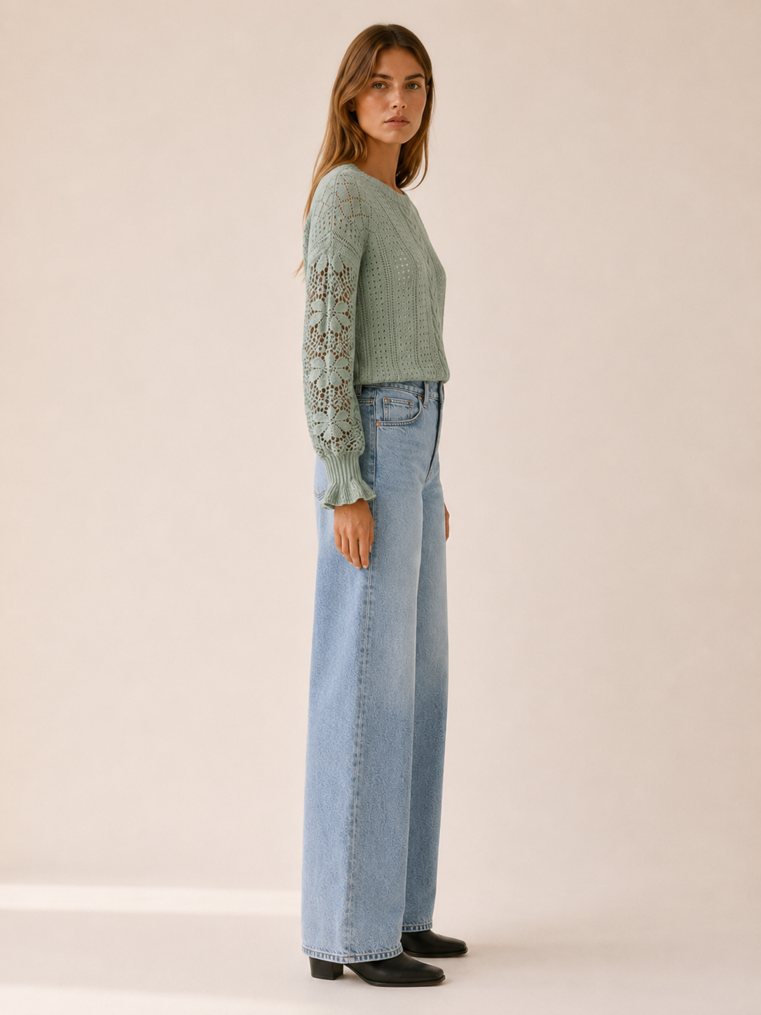 Avenell | Openwork Jumper with Lantern Sleeves