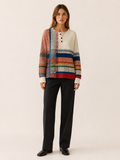 Avenisse | Women's Geometric Button Neck Jumper