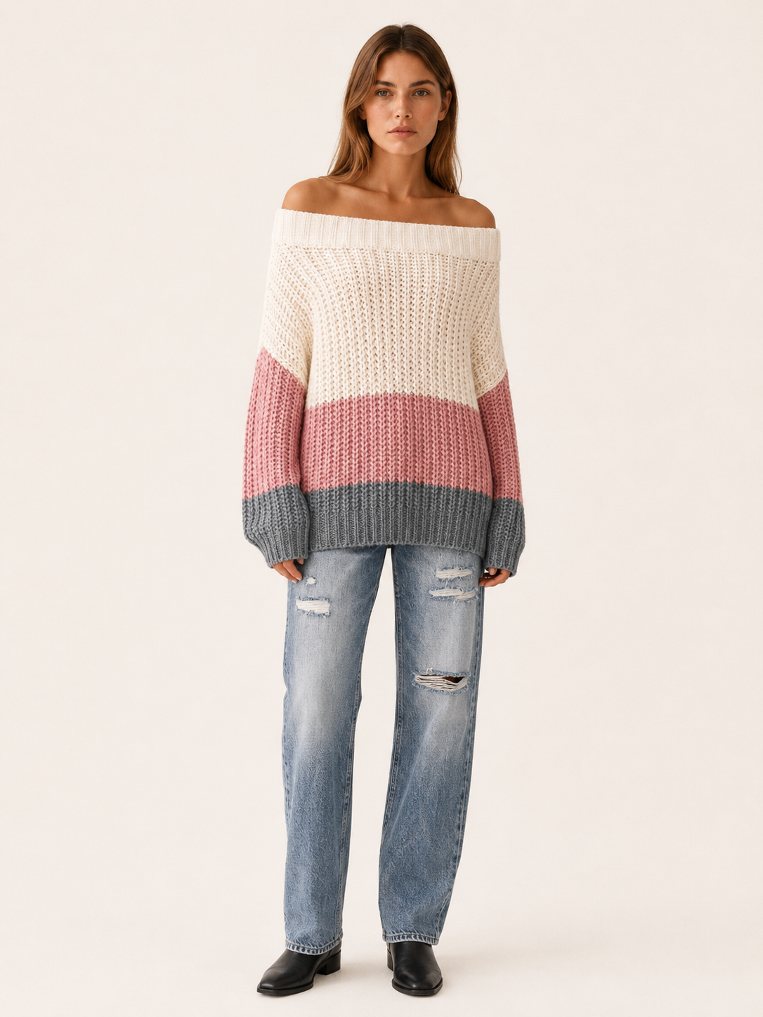 Avenlith | Off Shoulder Knit Top with Oversized Fit