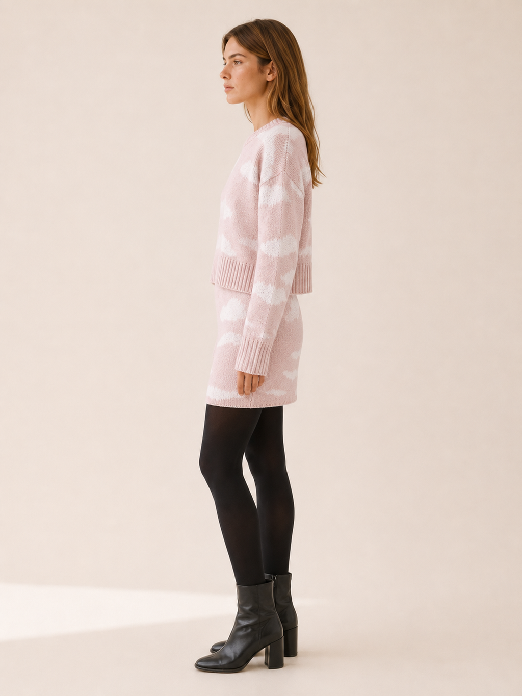 Belsoria | Top and Skirt Set with Cloud Pattern