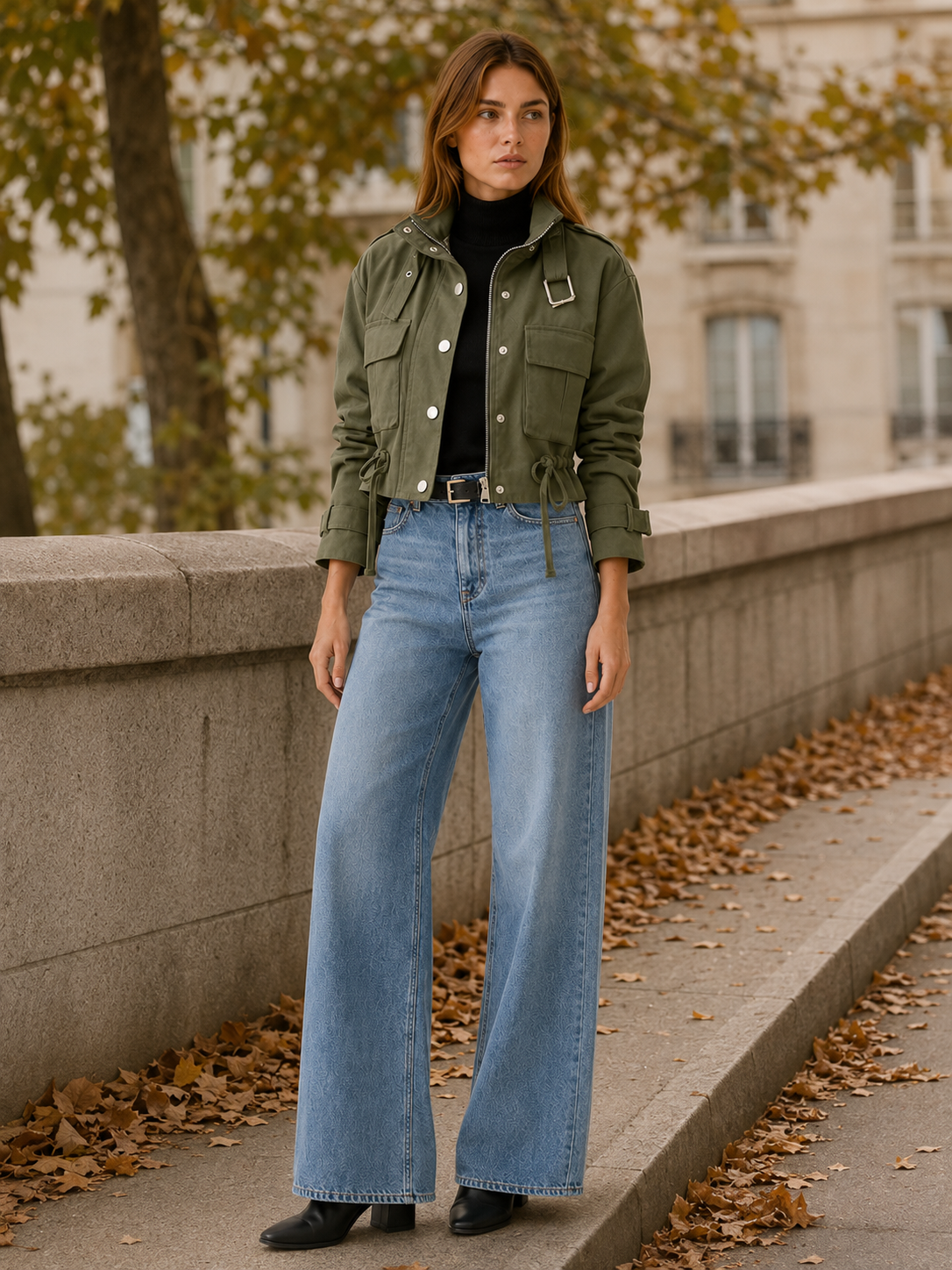 Brimara | Cropped Jacket with Utility Pockets and Drawstring Waist