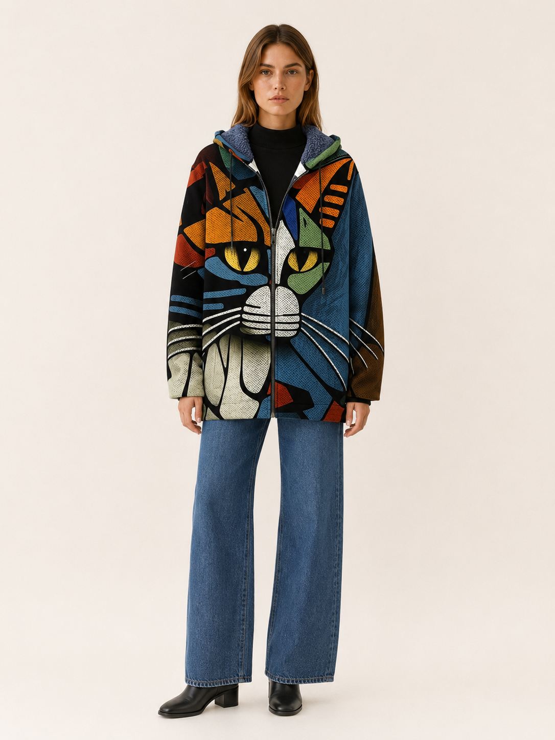 Briseis | Women's Printed Hooded Longline Jacket