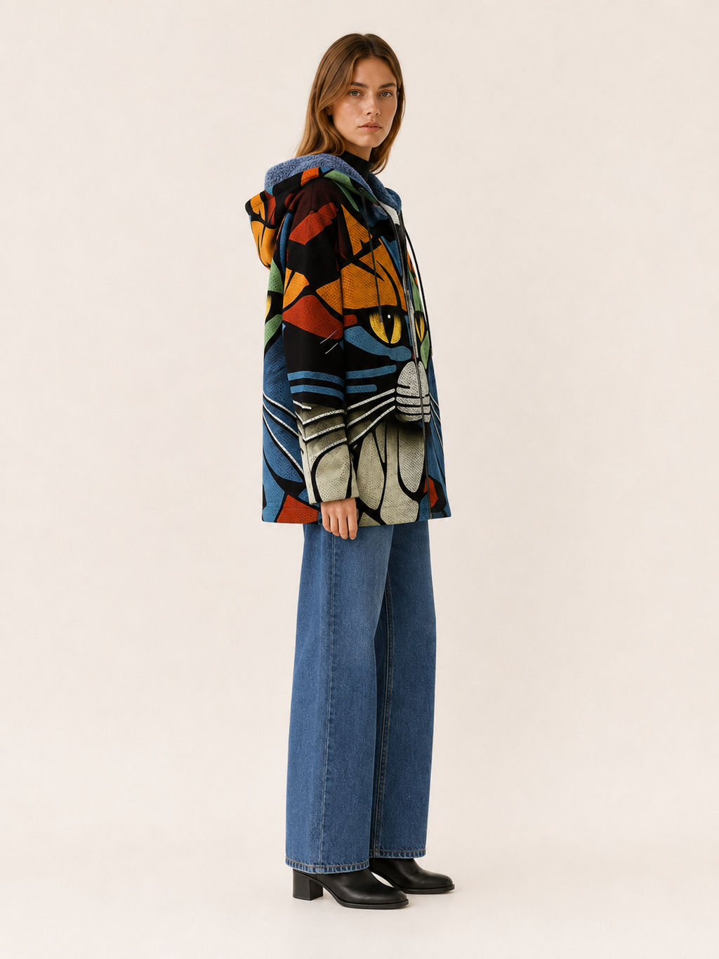 Briseis | Women's Printed Hooded Longline Jacket