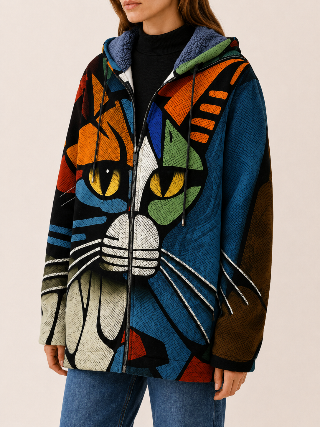 Briseis | Women's Printed Hooded Longline Jacket