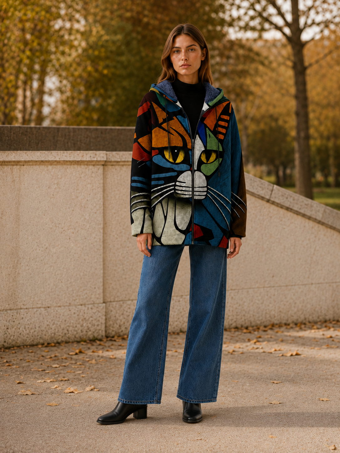 Briseis | Women's Printed Hooded Longline Jacket