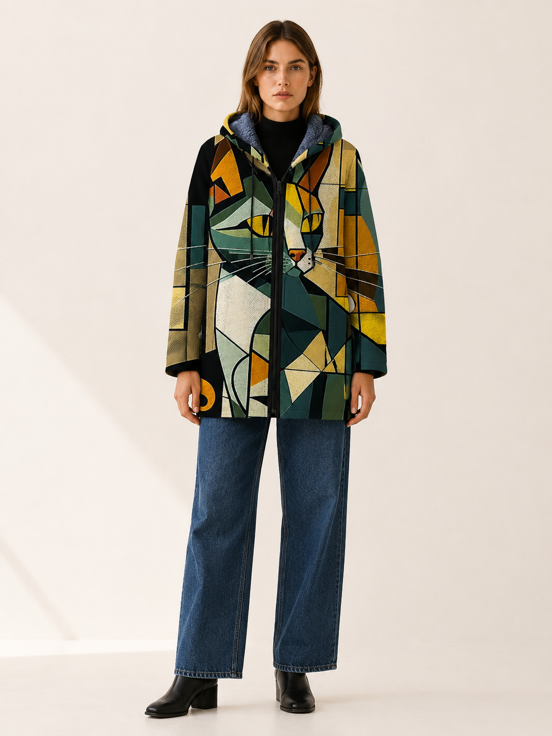 Briseis | Women's Printed Hooded Longline Jacket
