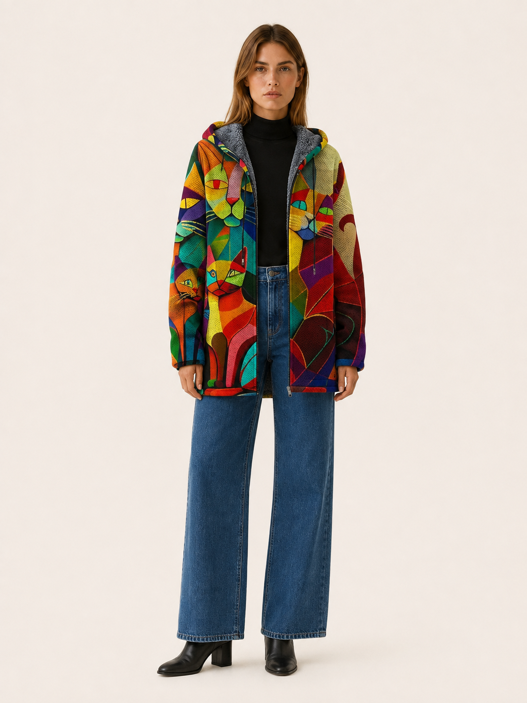 Briseis | Women's Printed Hooded Longline Jacket