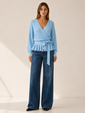 Bryssara | Wrap Jumper with Tie Waist and Ruffle Hem