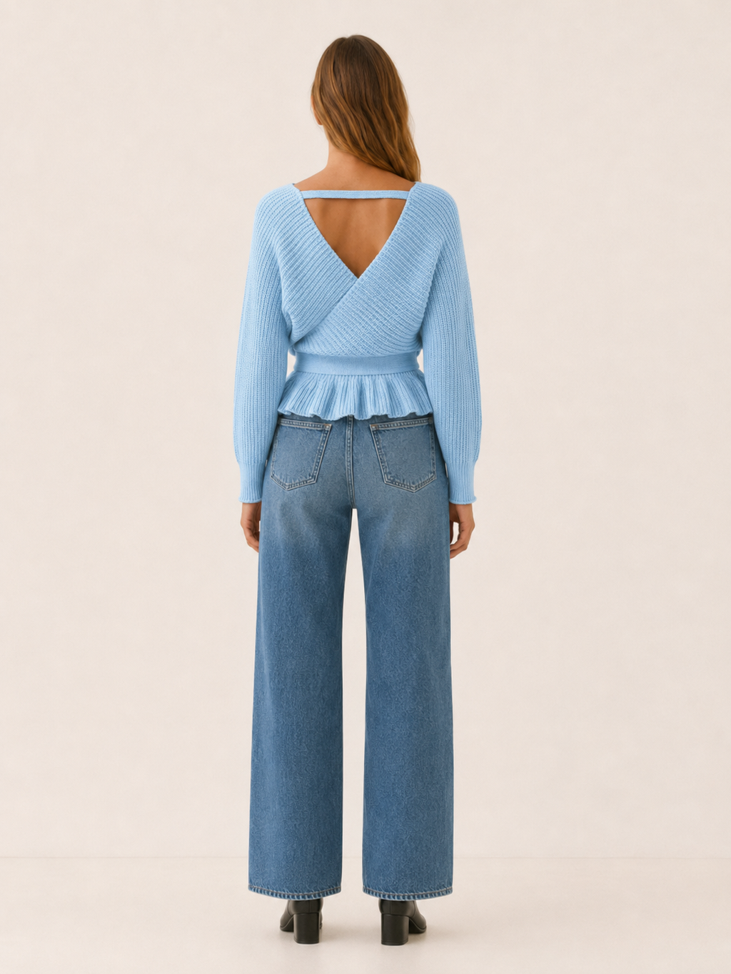 Bryssara | Wrap Jumper with Tie Waist and Ruffle Hem