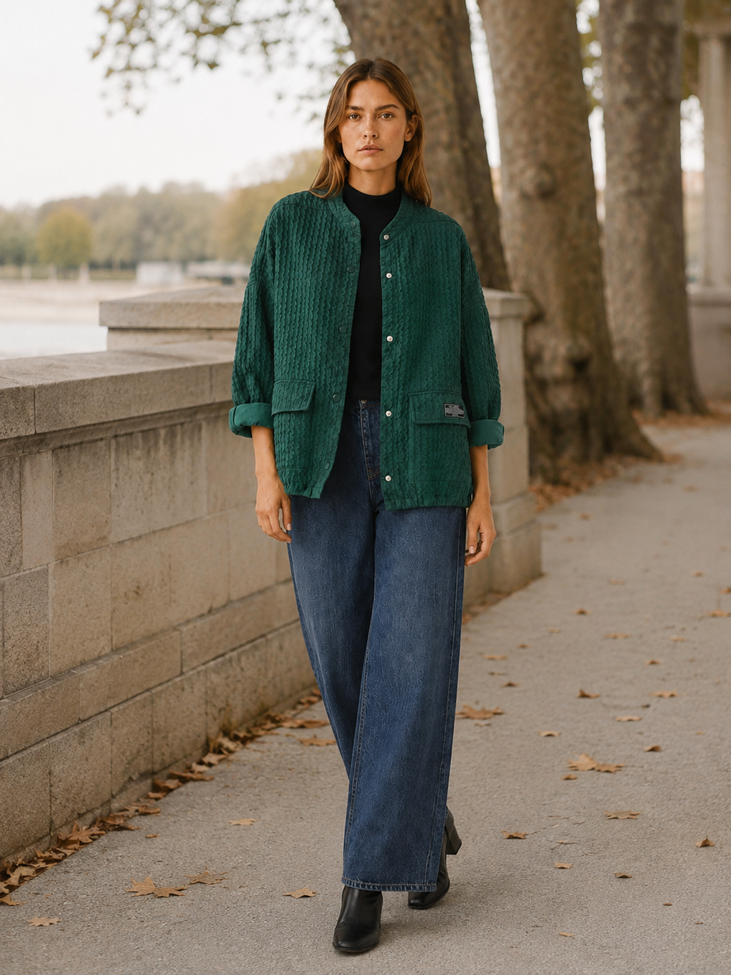 Caelivra | Women’s Textured Jacket with Batwing Sleeves and Drawcord Hem
