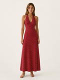 Caelora | Halter Maxi Dress with Polka Dot Print
