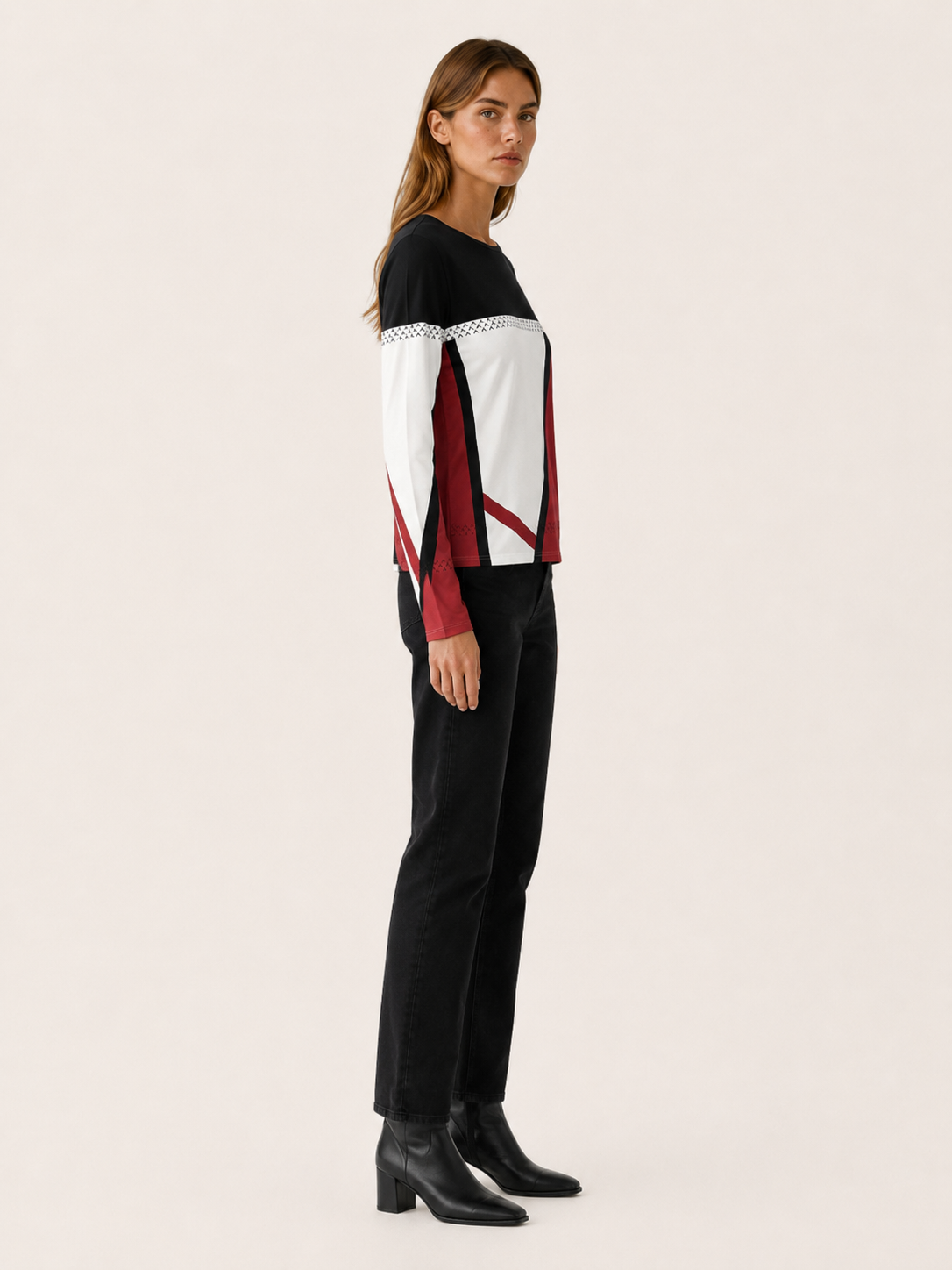 Calandra | Women's Colour Block Round Neck Jumper
