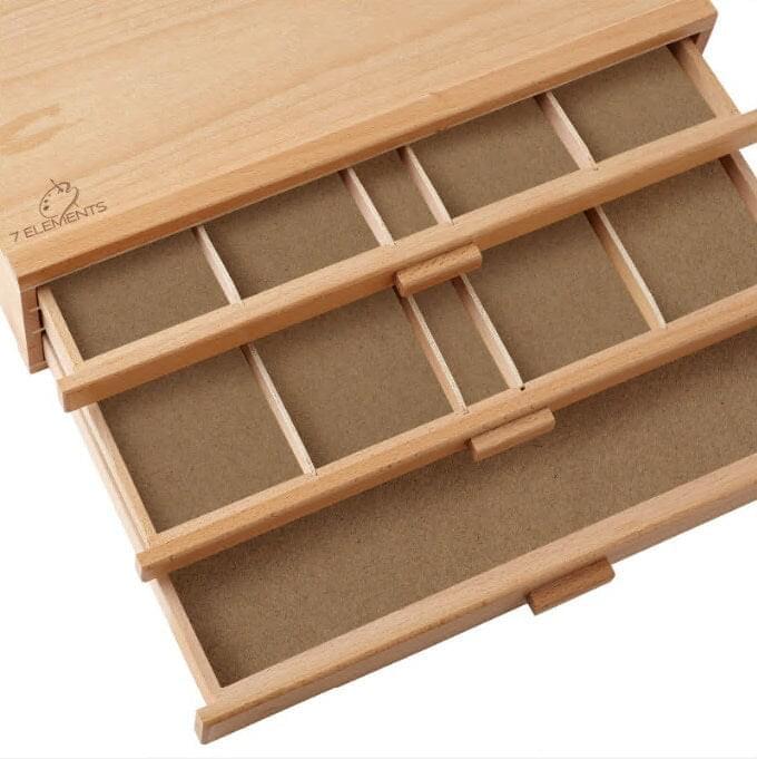 Wooden Multi-Drawer Art Supply Storage Box – Organizer for Pastels, Pencils, Brushes & Drawing Tools – 3, 4, 6, 10 or 12 Drawers